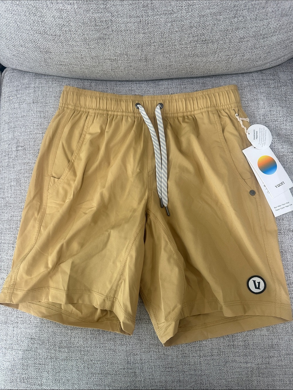Vuori Honey Yellow Swim Trunks with Contrast Drawcord